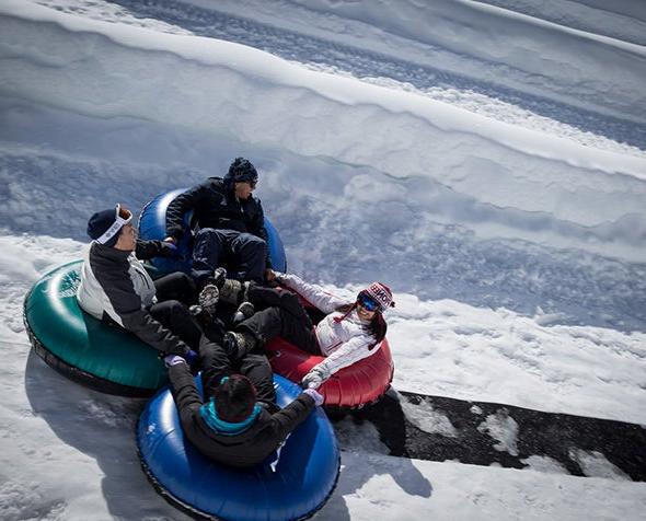 Students tubing at winter park