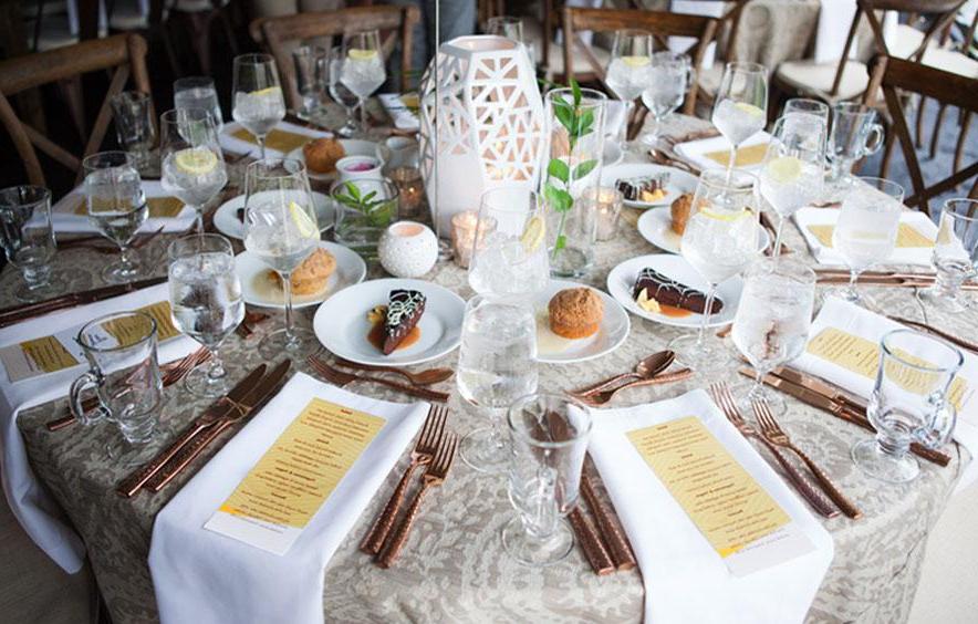 table setting at DU campus dinner