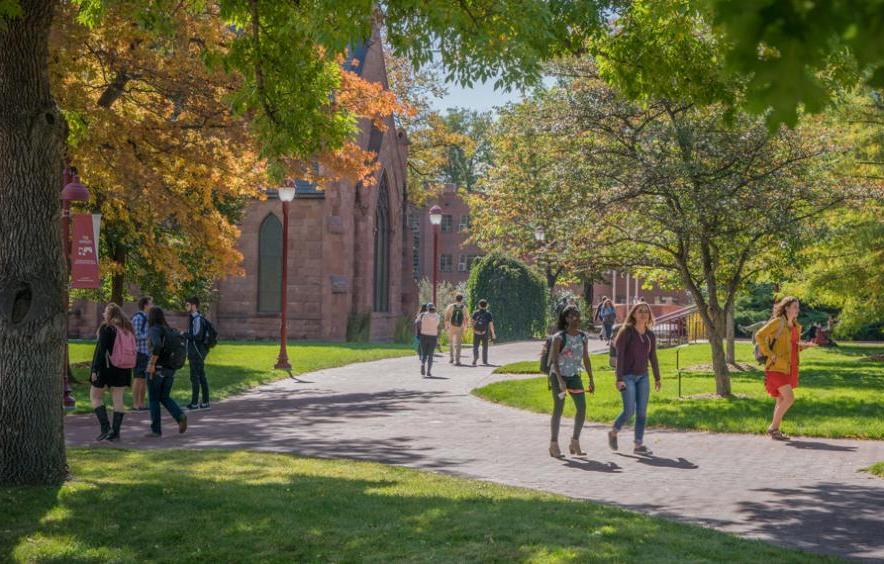 students walking on campus