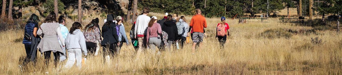 students hiking